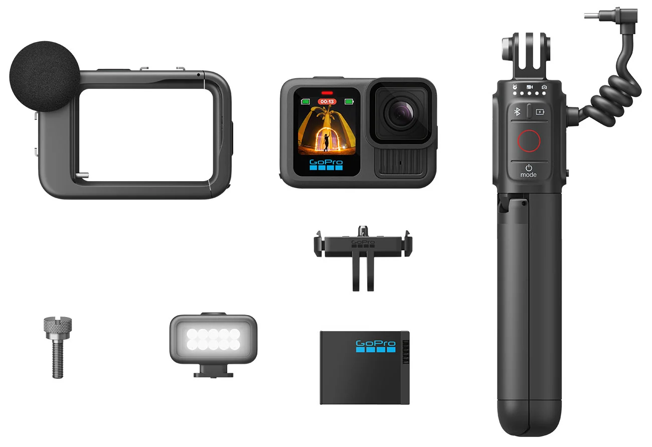 GoPro HERO13 Black Action Camera Creator Edition Bundle (CHDFB-131-TH) with accessories in black and red packaging.