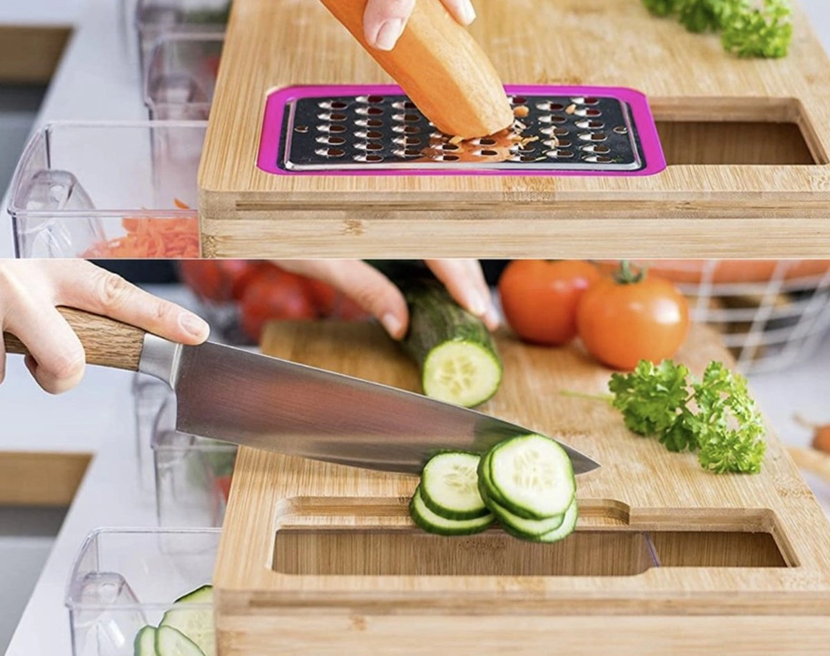 gadżet do kuchni Deska do krojenia z pojemnikiem