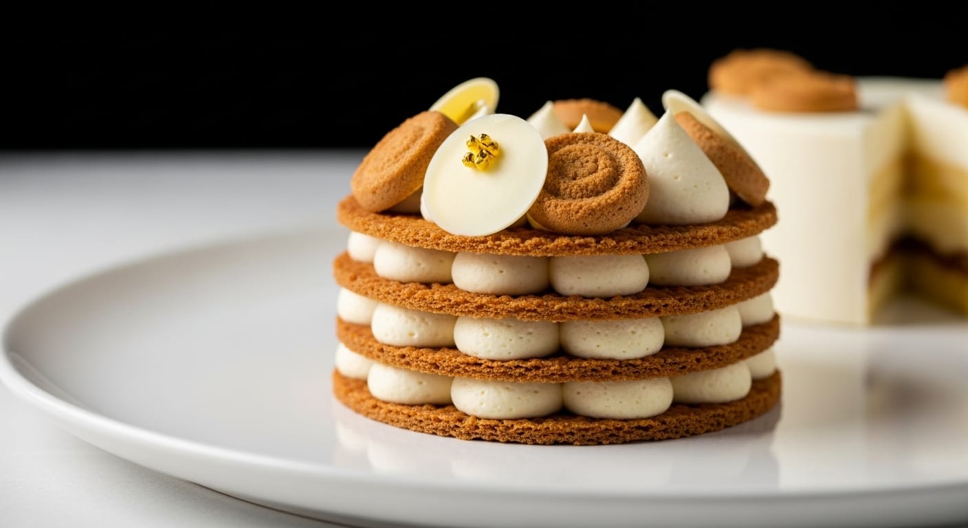 Nowoczesne ciasta z kremem i chrupiącą warstwą