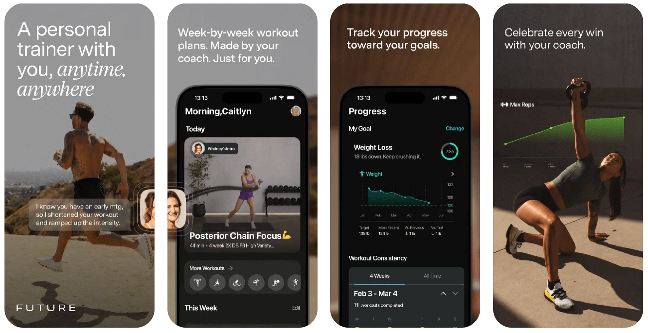 Aplikacje do Ćwiczeń w Domu: Co Naprawdę Działa w 2026? Fitness app features include personal training, customized workout plans, progress tracking, and coaching celebrations.