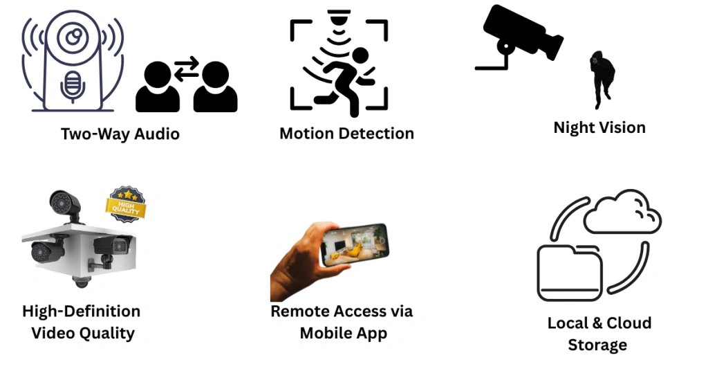 Ranking Kamer Zewnętrznych 2026: Zanim Wydasz Złotówkę, Przeczytaj To Top 6 essential security camera features: two-way audio, motion detection, night vision, HD video, remote app access, and cloud storage.