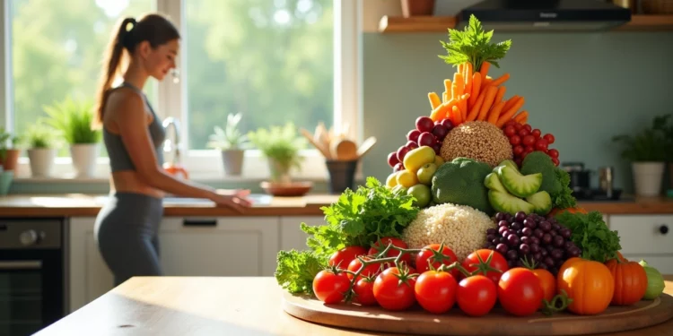 Grafika przedstawiająca nową piramida żywieniowa 2026 z naciskiem na produkty nieprzetworzone